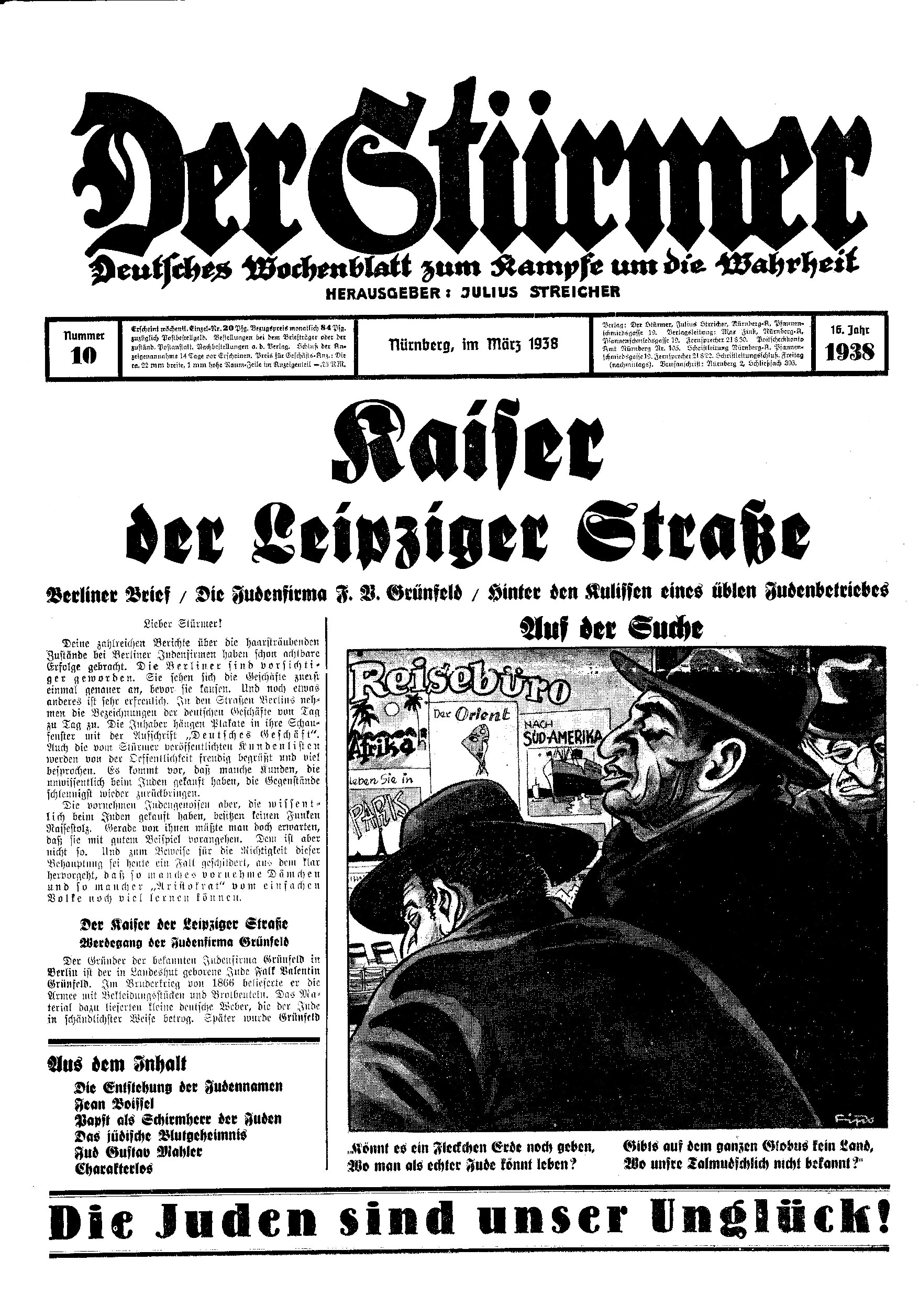 Der Stürmer - 1938 Nr. 10 - Kaiser der Leipziger Straße