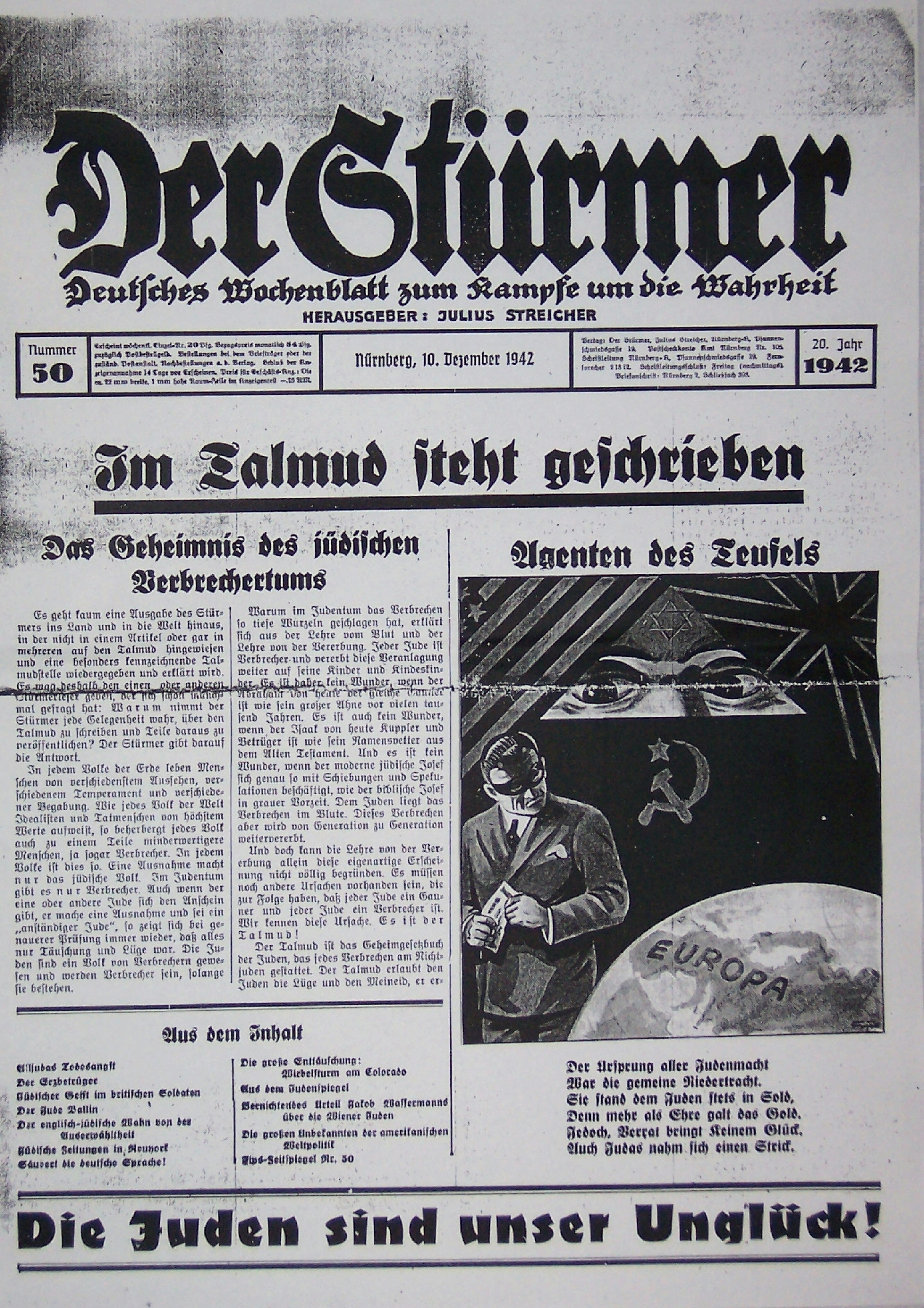 Der Stürmer - 1942 Nr. 50 - Im Talmud steht geschrieben