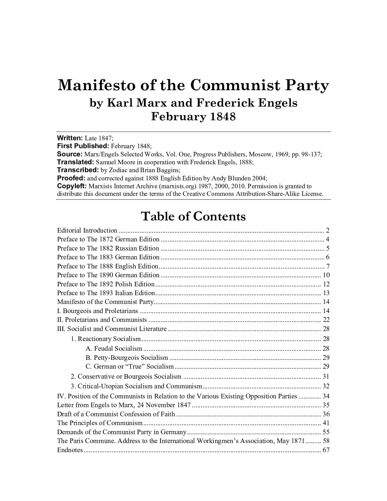 Manifesto of the Communist Party