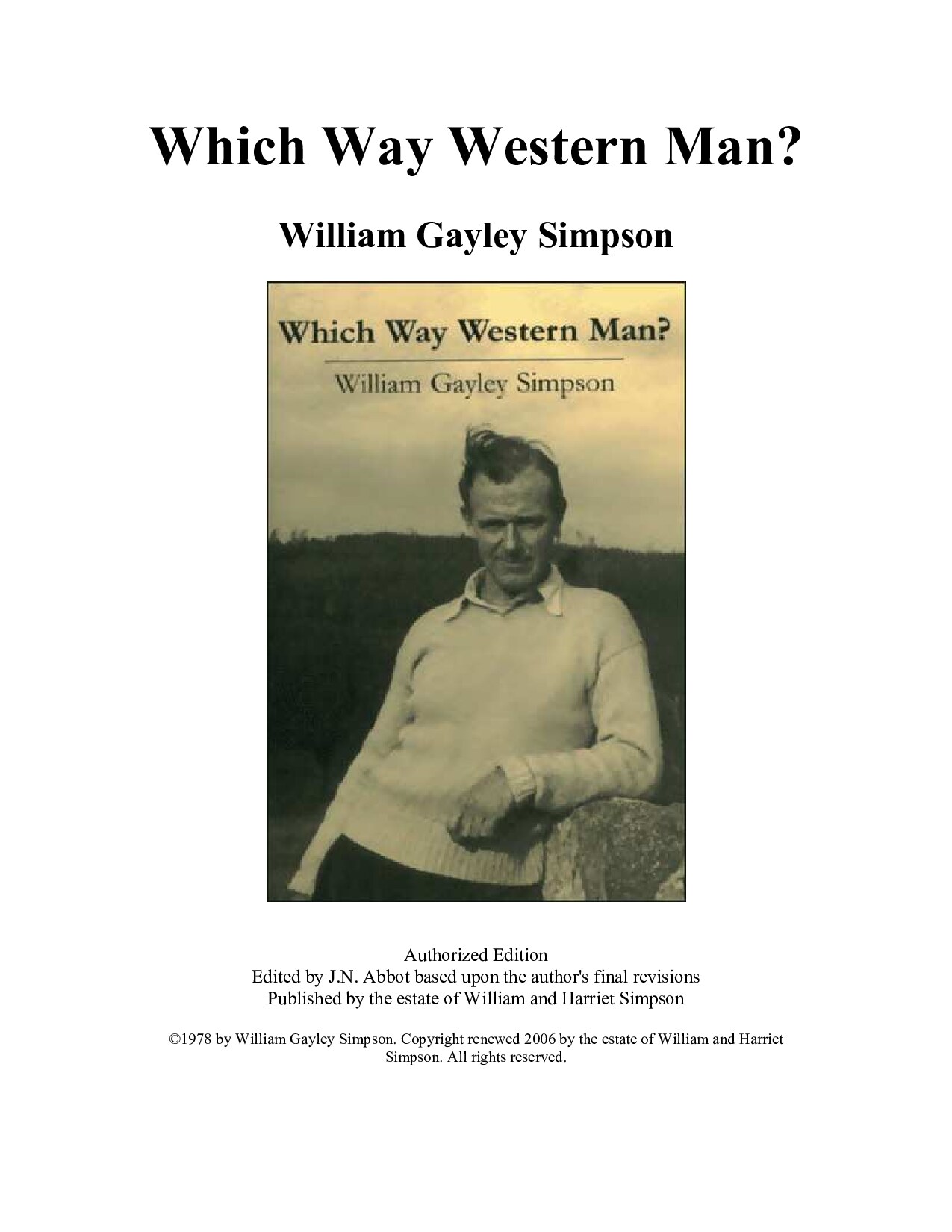 Which Way Western Man